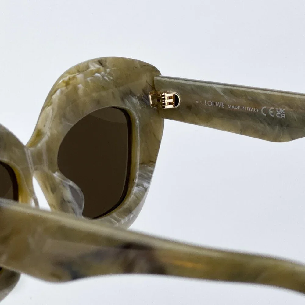 Loewe ANAGRAM LW40127I 60E Women NEW AUTHENTIC Sunglasses Green Brown Cat Eye